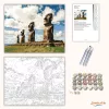 Időtlen Moai őrség - számfestő készlet - Számfestő.hu - 50×60cm - Keretre feszítve