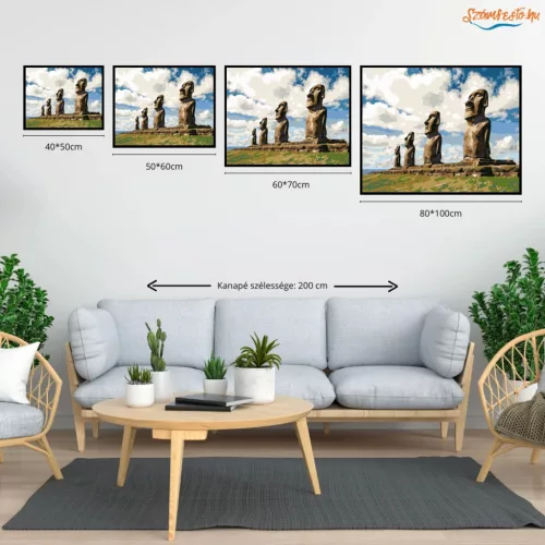 Időtlen Moai őrség - számfestő készlet - Számfestő.hu - 80×100cm - Keretre feszítve