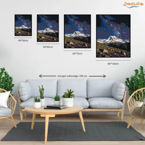 Nyugodt Aoraki éjszaka - számfestő készlet - Számfestő.hu - 60×70cm - Keret nélkül