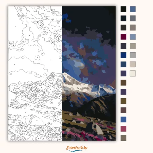 Nyugodt Aoraki éjszaka - számfestő készlet - Számfestő.hu - 40×50cm - Keret nélkül