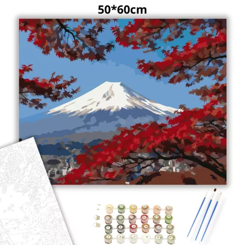 Csendes Fudzsi-csúcs - számfestő készlet - Számfestő.hu - 50×60cm - Keret nélkül