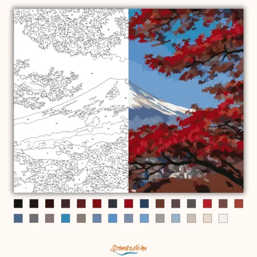 Csendes Fudzsi-csúcs - számfestő készlet - Számfestő.hu - 60×70cm - Keretre feszítve