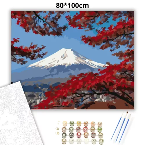 Csendes Fudzsi-csúcs - számfestő készlet - Számfestő.hu - 80×100cm - Keretre feszítve