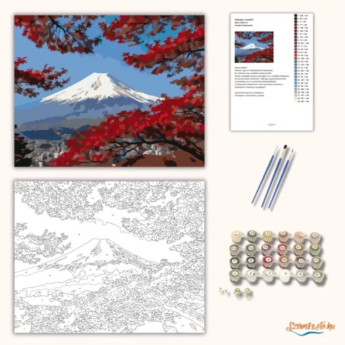 Csendes Fudzsi-csúcs - számfestő készlet - Számfestő.hu - 80×100cm - Keretre feszítve