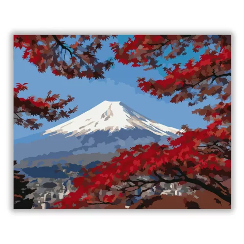 Csendes Fudzsi-csúcs - számfestő készlet - Számfestő.hu - 80×100cm - Keretre feszítve