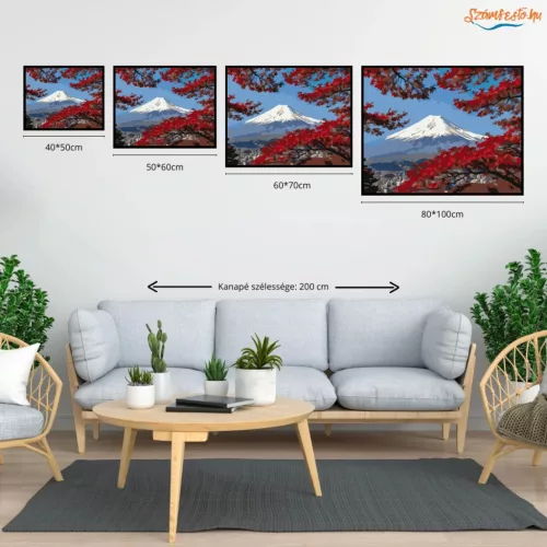 Csendes Fudzsi-csúcs - számfestő készlet - Számfestő.hu - 40×50cm - Keretre feszítve