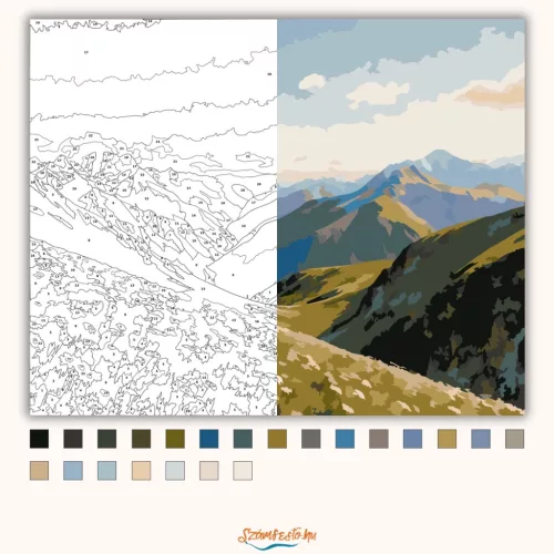 Tiszta hegygerincek - számfestő készlet - Számfestő.hu - 50×60cm - Keretre feszítve