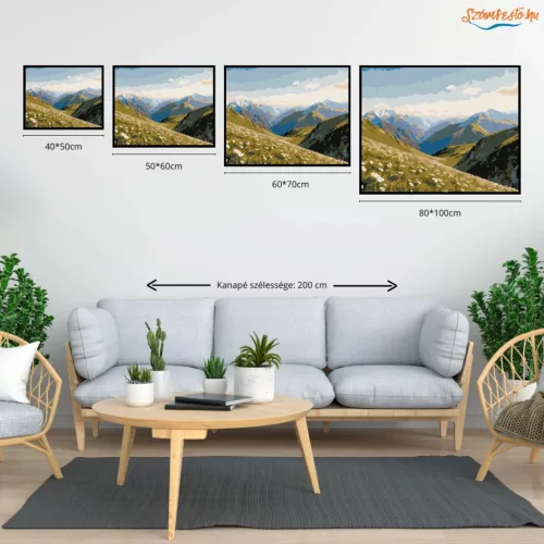 Tiszta hegygerincek - számfestő készlet - Számfestő.hu - 50×60cm - Keretre feszítve