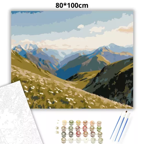 Tiszta hegygerincek - számfestő készlet - Számfestő.hu - 80×100cm - Keret nélkül