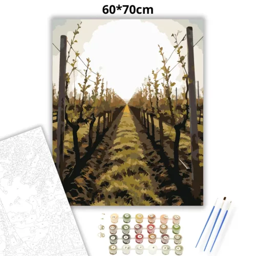 Derűs szőlőültetvény - számfestő készlet - Számfestő.hu - 60×70cm - Keretre feszítve
