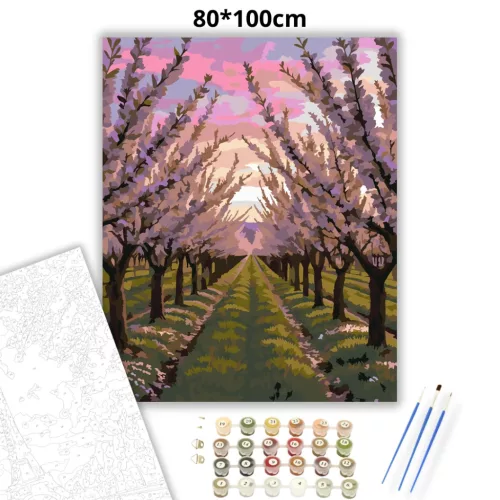 Csendes gyümölcsös fasor - számfestő készlet - Számfestő.hu - 80×100cm - Keret nélkül