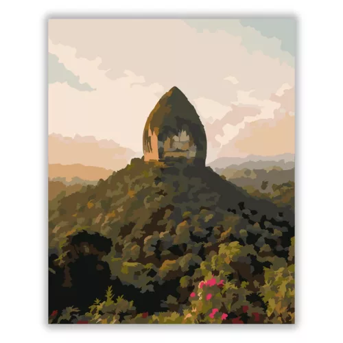 Nyugalmas Sigiriya-szikla - számfestő készlet - Számfestő.hu - 60×70cm - Keretre feszítve