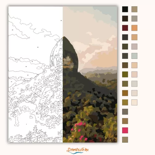 Nyugalmas Sigiriya-szikla - számfestő készlet - Számfestő.hu - 80×100cm - Keretre feszítve