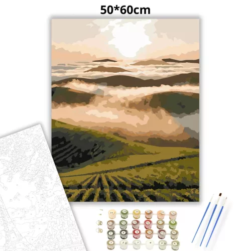 Reggeli ködtenger - számfestő készlet - Számfestő.hu - 50×60cm - Keretre feszítve