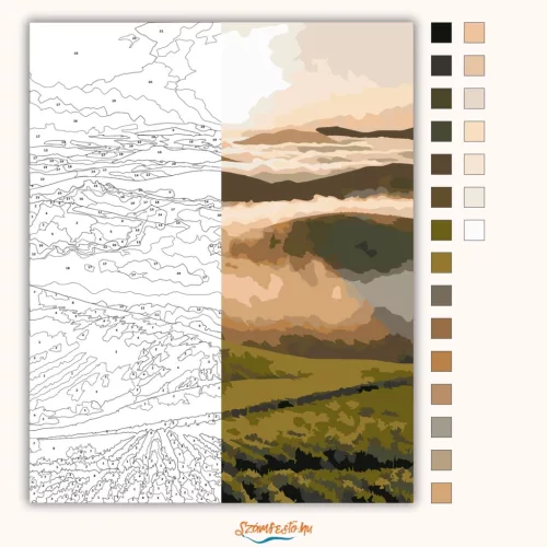 Reggeli ködtenger - számfestő készlet - Számfestő.hu - 50×60cm - Keretre feszítve