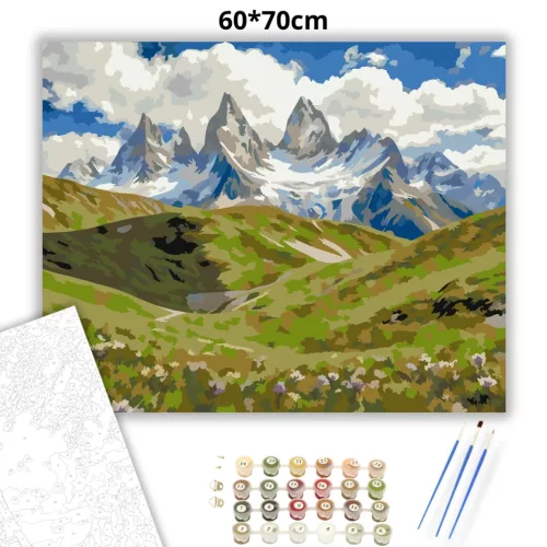 Felhős hegyvidék - számfestő készlet - Számfestő.hu - 60×70cm - Keret nélkül