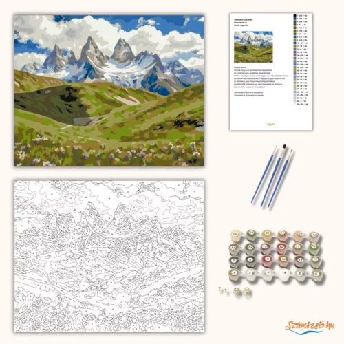 Felhős hegyvidék - számfestő készlet - Számfestő.hu - 80×100cm - Keretre feszítve