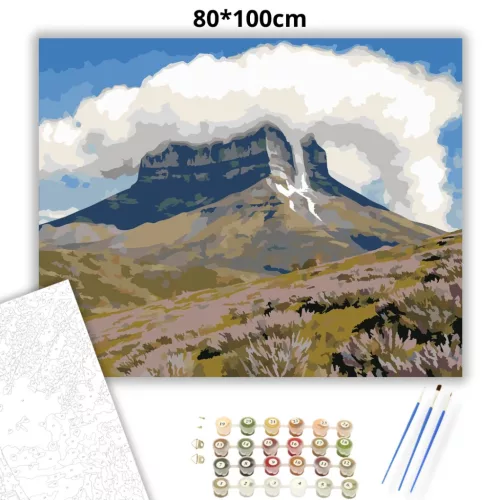 Tiszta Tábla-hegy felhőkoszorúja - számfestő készlet - Számfestő.hu - 80×100cm - Keret nélkül