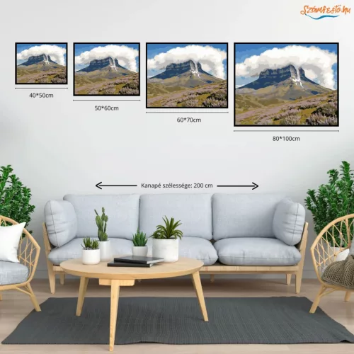 Tiszta Tábla-hegy felhőkoszorúja - számfestő készlet - Számfestő.hu - 80×100cm - Keret nélkül