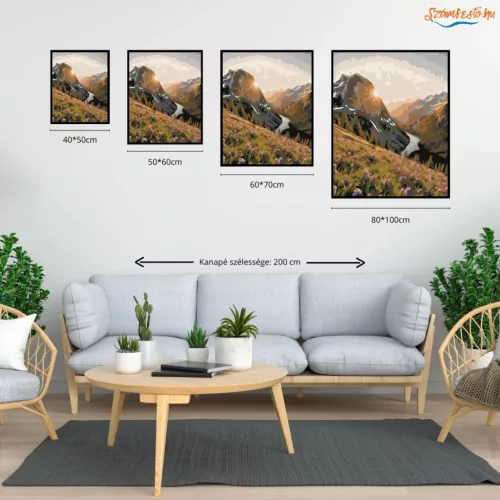 Derengő hegyvölgy - számfestő készlet - Számfestő.hu - 80×100cm - Keretre feszítve