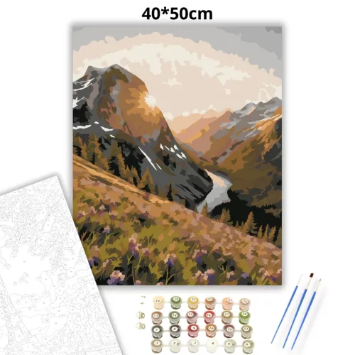 Derengő hegyvölgy - számfestő készlet - Számfestő.hu - 40×50cm - Keret nélkül