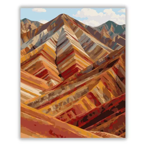 Réteges szivárványhegyek - számfestő készlet - Számfestő.hu - 50×60cm - Keretre feszítve
