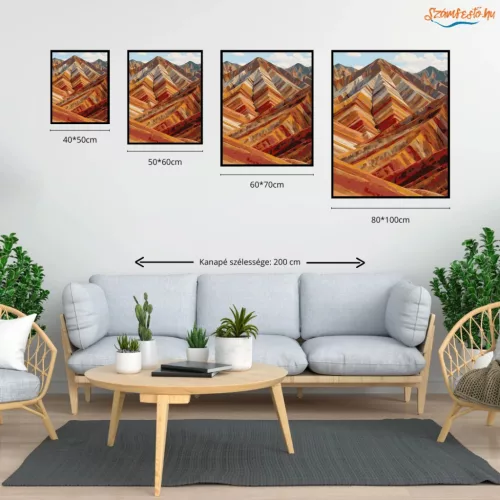 Réteges szivárványhegyek - számfestő készlet - Számfestő.hu - 80×100cm - Keretre feszítve