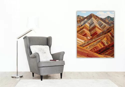 Réteges szivárványhegyek - számfestő készlet - Számfestő.hu - 80×100cm - Keretre feszítve