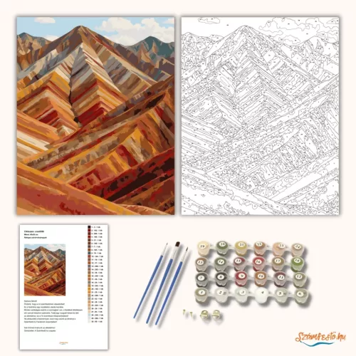 Réteges szivárványhegyek - számfestő készlet - Számfestő.hu - 40×50cm - Keret nélkül