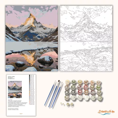 Derűs Matterhorn tükre - számfestő készlet - Számfestő.hu - 40×50cm - Keretre feszítve