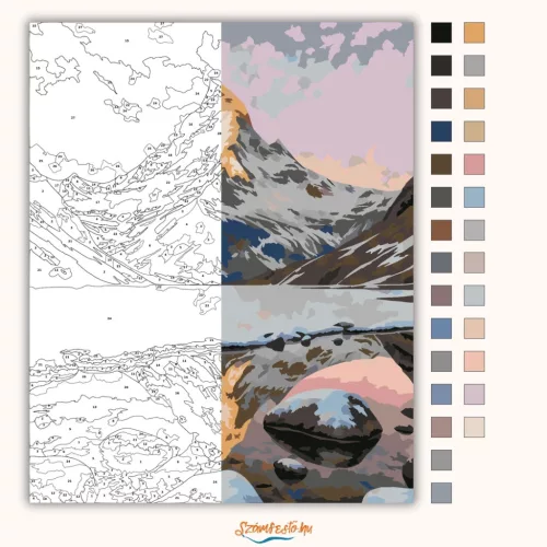 Derűs Matterhorn tükre - számfestő készlet - Számfestő.hu - 40×50cm - Keretre feszítve
