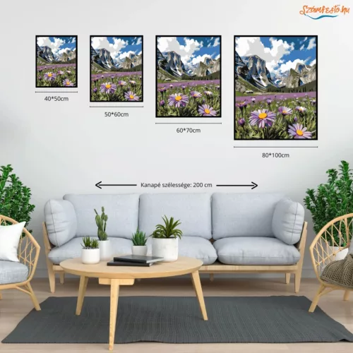 Tágas margarétás völgy - számfestő készlet - Számfestő.hu - 60×70cm - Keret nélkül