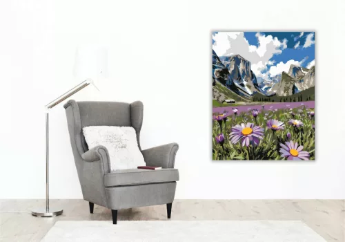 Tágas margarétás völgy - számfestő készlet - Számfestő.hu - 80×100cm - Keret nélkül