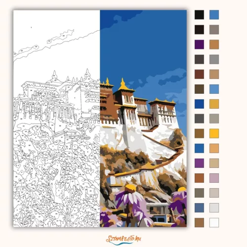 Fenséges Potala-palota - számfestő készlet - Számfestő.hu - 40×50cm - Keretre feszítve