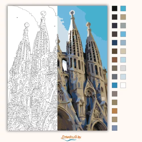 Monumentális Sagrada Família - számfestő készlet - Számfestő.hu - 50×60cm - Keretre feszítve