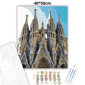 Monumentális Sagrada Família - számfestő készlet - Számfestő.hu - 40×50cm - Keret nélkül