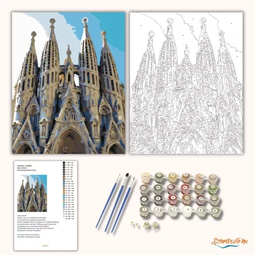 Monumentális Sagrada Família - számfestő készlet - Számfestő.hu - 40×50cm - Keretre feszítve