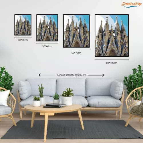 Monumentális Sagrada Família - számfestő készlet - Számfestő.hu - 40×50cm - Keret nélkül