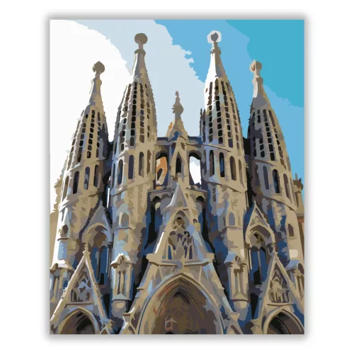 Monumentális Sagrada Família - számfestő készlet - Számfestő.hu - 40×50cm - Keret nélkül