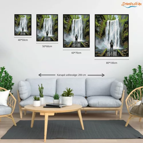 Zúgó vízesés - számfestő készlet - Számfestő.hu - 50×60cm - Keret nélkül