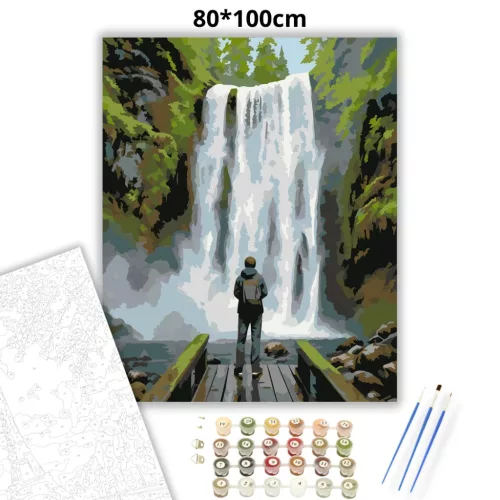 Zúgó vízesés - számfestő készlet - Számfestő.hu - 80×100cm - Keretre feszítve