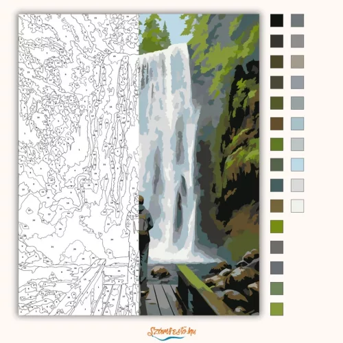 Zúgó vízesés - számfestő készlet - Számfestő.hu - 80×100cm - Keretre feszítve