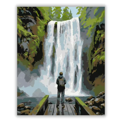 Zúgó vízesés - számfestő készlet - Számfestő.hu - 40×50cm - Keret nélkül