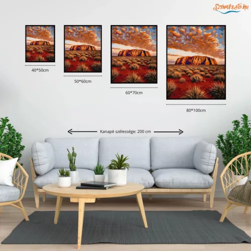 Fenséges Uluru-szikla - számfestő készlet - Számfestő.hu - 40×50cm - Keret nélkül