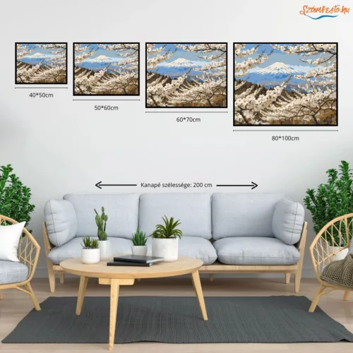 Tavaszi cseresznye virágzás - számfestő készlet - Számfestő.hu - 50×60cm - Keret nélkül