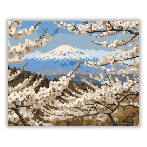 Tavaszi cseresznye virágzás - számfestő készlet - Számfestő.hu - 50×60cm - Keret nélkül