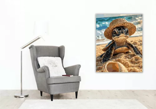 Napsütötte teknős - számfestő készlet - Számfestő.hu - 40×50cm - Keret nélkül