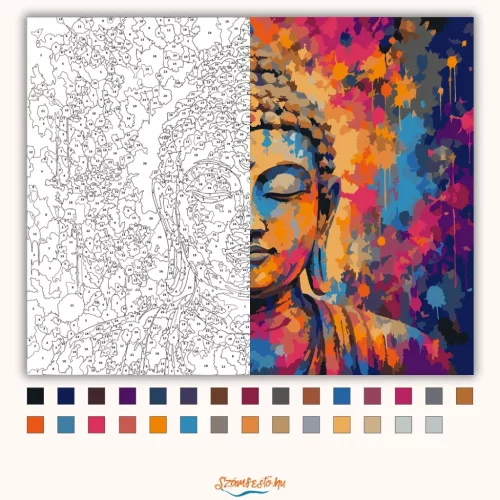 Vibráló Buddha csendje - számfestő készlet - Számfestő.hu - 40×50cm - Keret nélkül