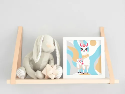 Színes láma - gyerek számfestő készlet - Számfestő.hu - 20×20cm - keretre feszítve