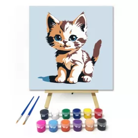 Tarka kiskandúr - gyerek számfestő készlet - Számfestő.hu - 20×20cm - keret nélkül